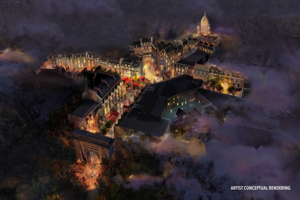 Vista aérea do Wizarding World of Harry Potter – Ministry of Magic