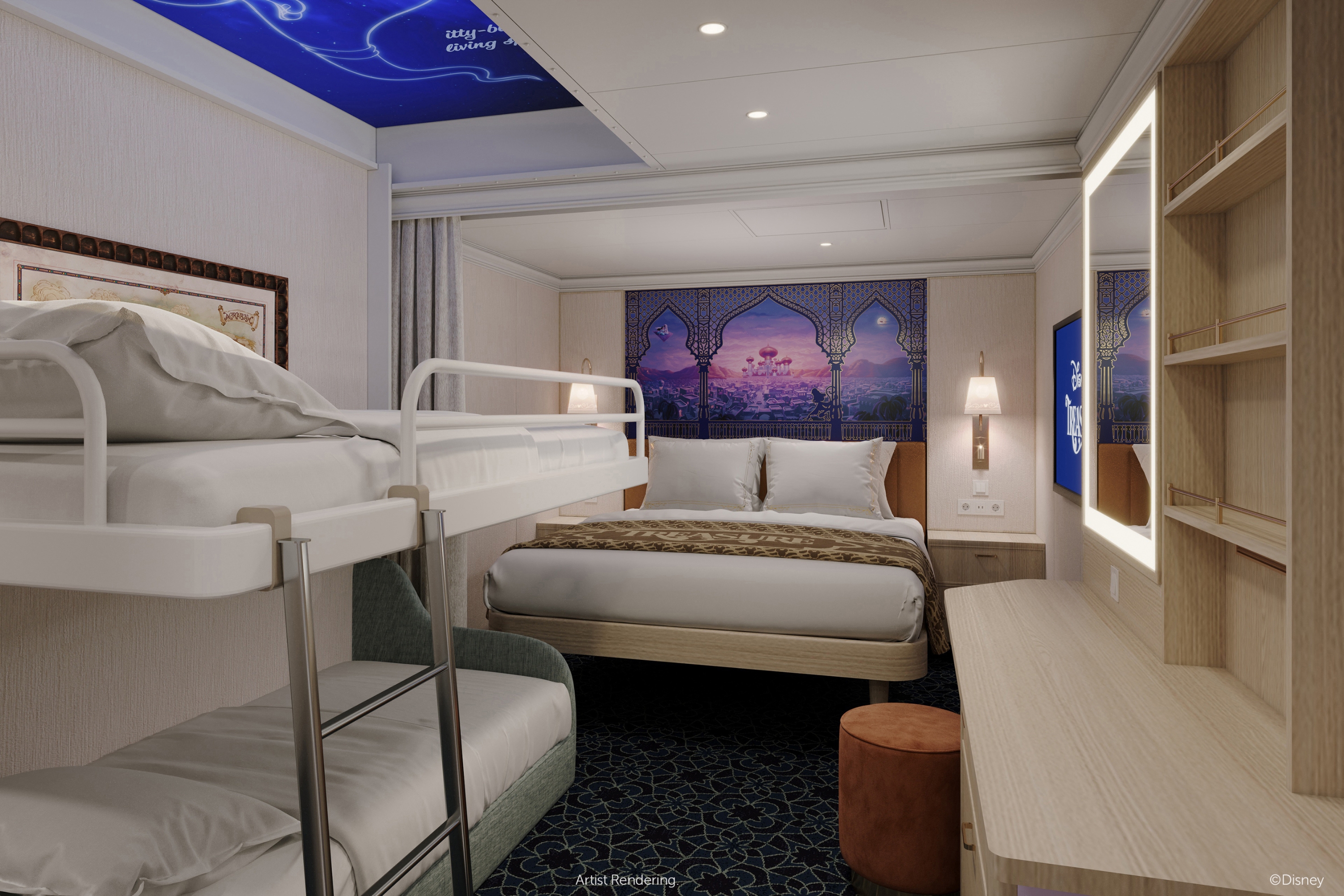 Hoje em dia, as cabines oferecem espaço para toda a família descansar.