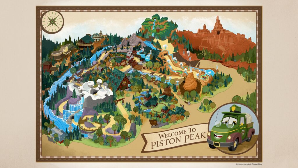 Mapa da nova área dedicada a "Carros", no Magic Kingdom.