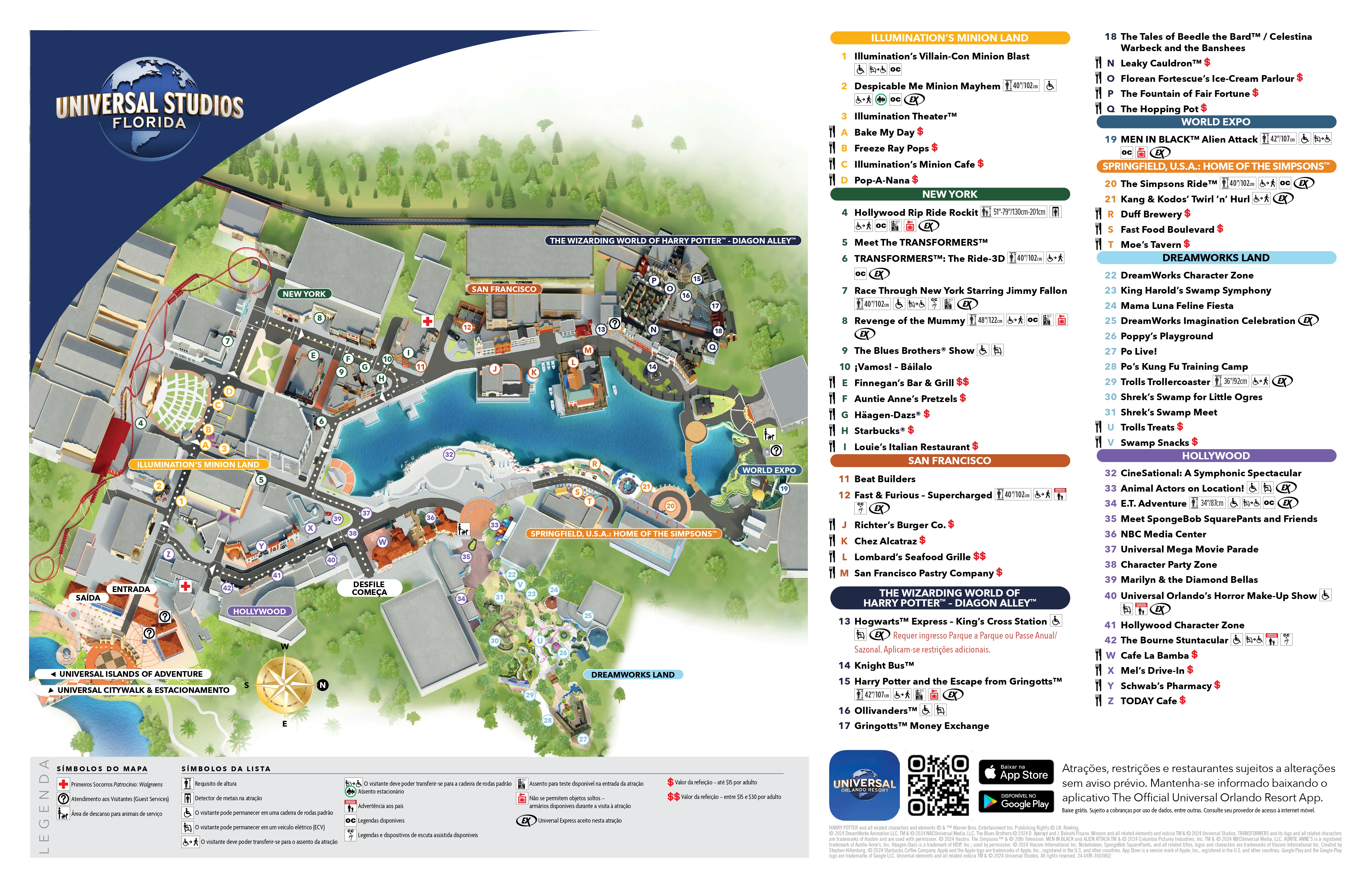 Mapa do Universal Studios Florida 2025.