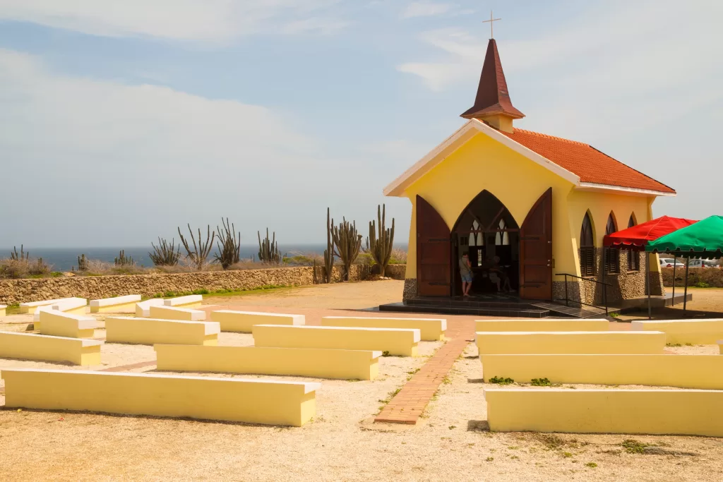 A capela Alto Vista oferece uma linda vista de Aruba.