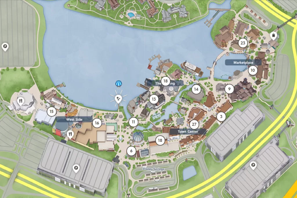 Confira o mapa de Disney Springs.