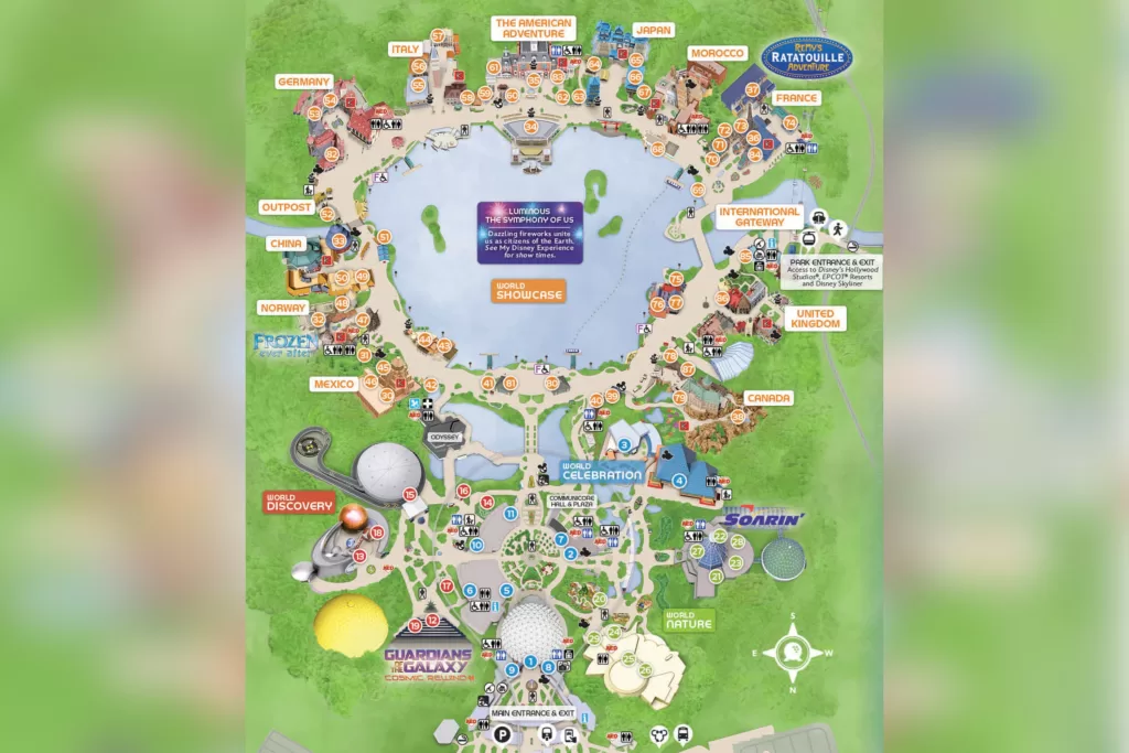 Conheça o mapa do EPCOT.
