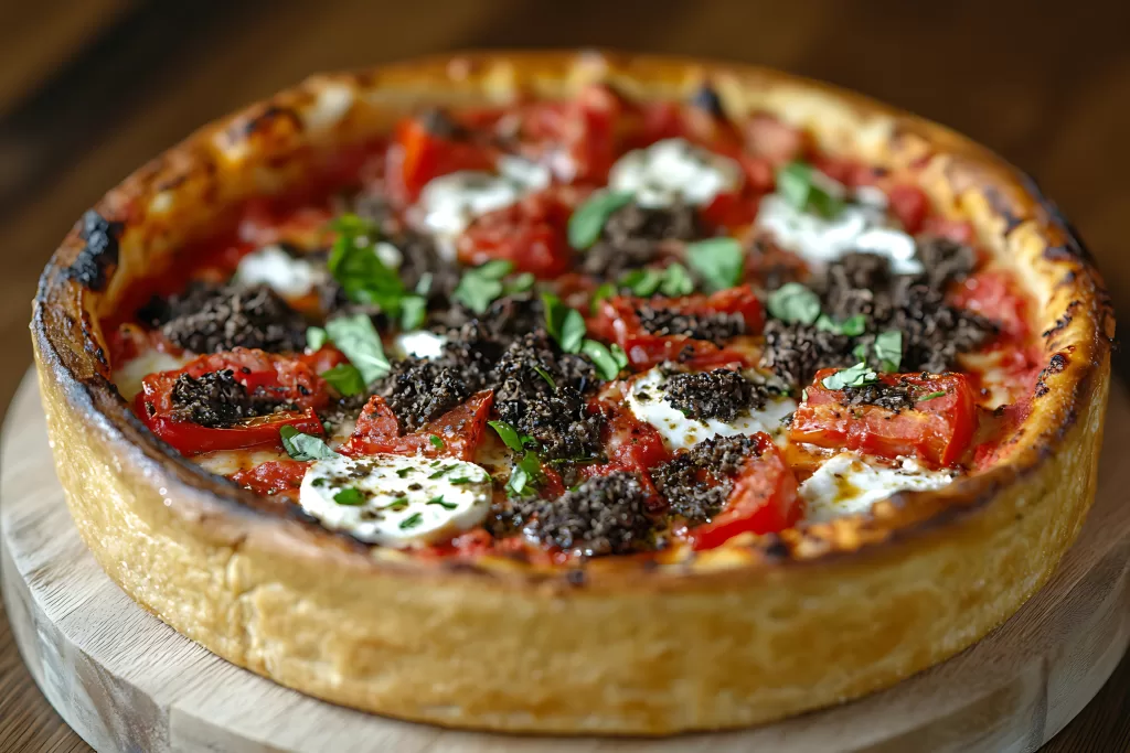 A deep dish pizza é um dos pratos mais tradicionais de Chicago.