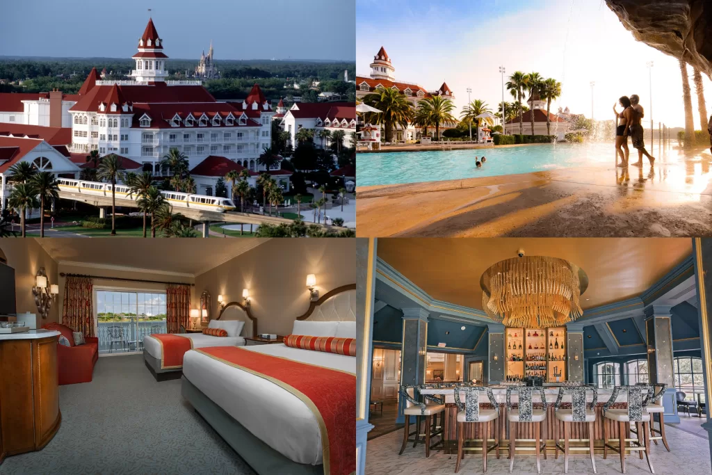 O Disney’s Grand Floridian Resort & Spa é o hotel mais elegante da Disney, com inspiração na era vitoriana e uma atmosfera clássica que remete aos grandes resorts de luxo do início do século XX. 